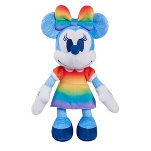 Disney Minnie Mouse Rainbow Plush Toy Pride Collection Multicolor Sparkle Bow